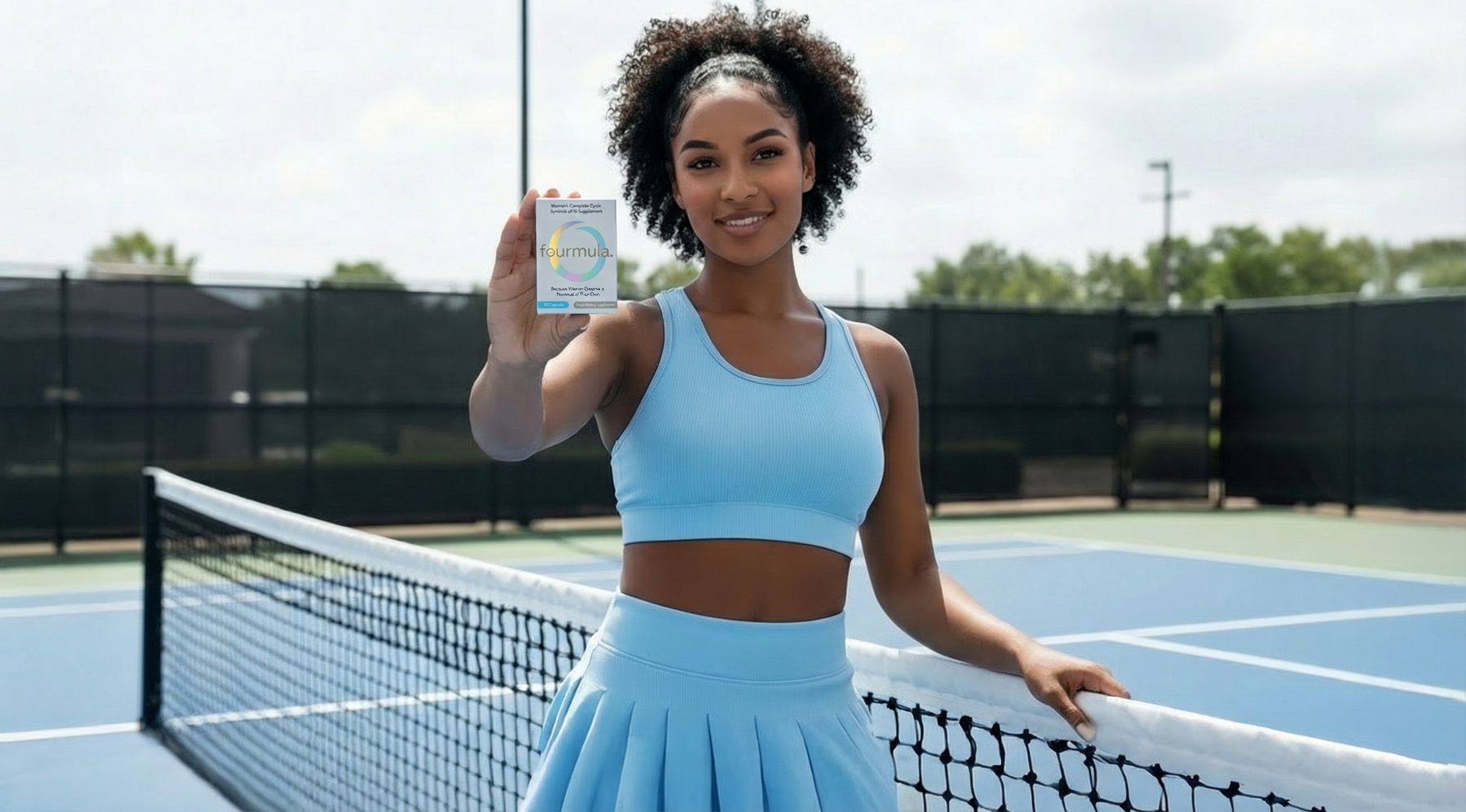 Fourmula sports nutrition campaign on a tennis court
