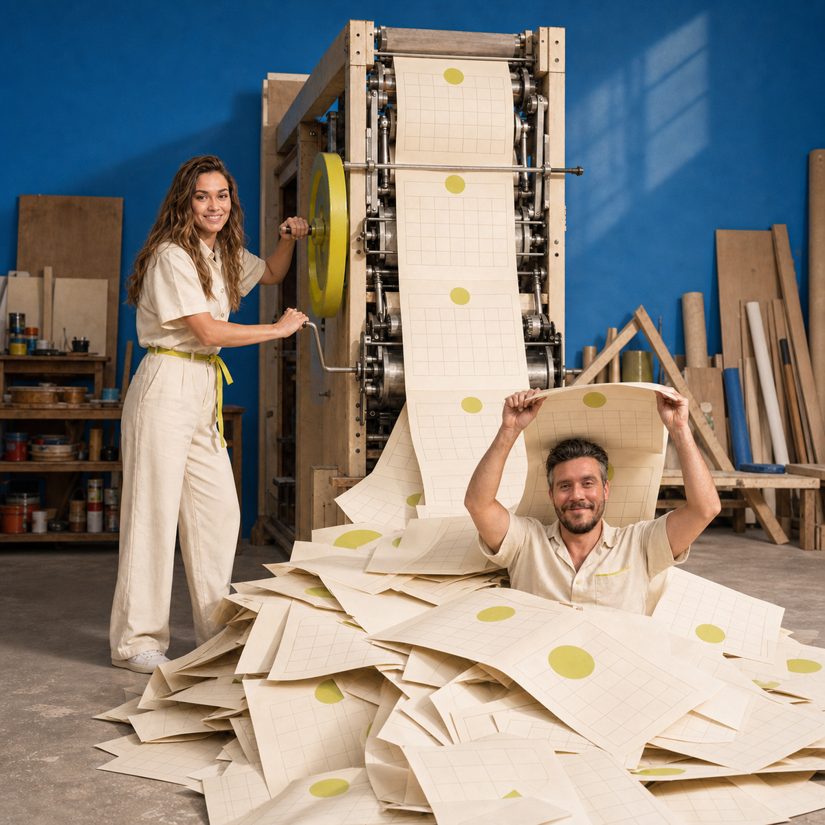 Megan and Declan keeping the months moving in the Neat calendar workshop